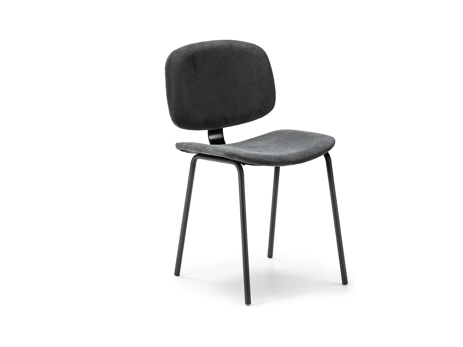 Lot de 2 chaises en velours côtelé et métal noir 45x53 h79 cm