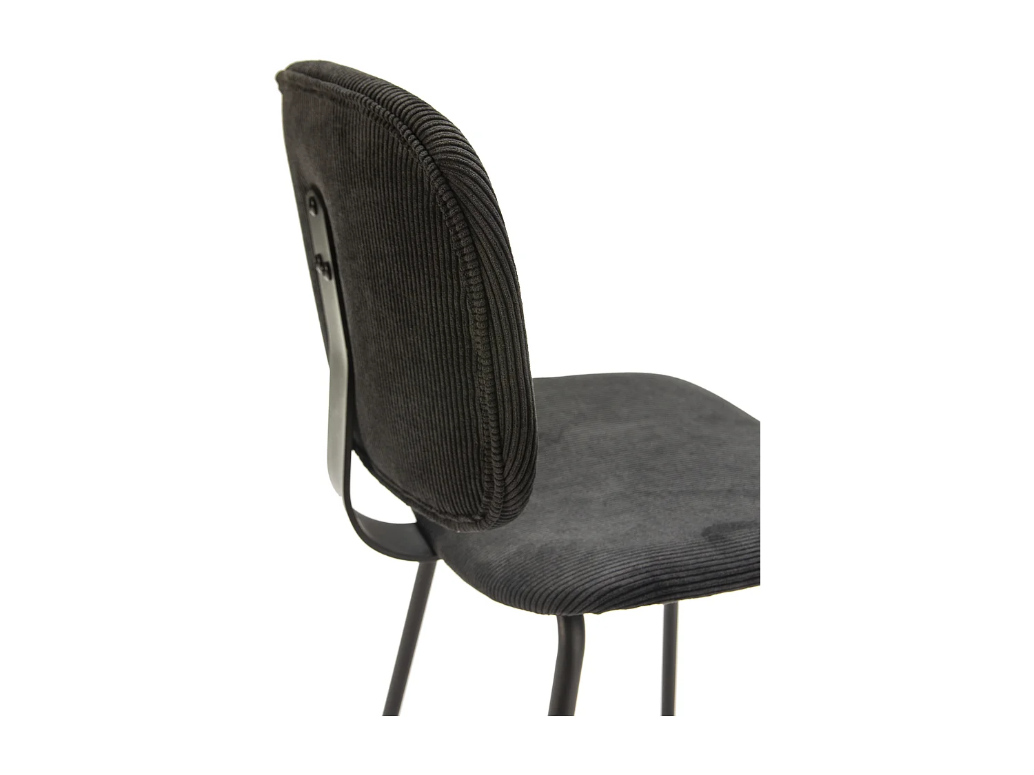 Lot de 2 chaises en velours côtelé et métal noir 45x53 h79 cm