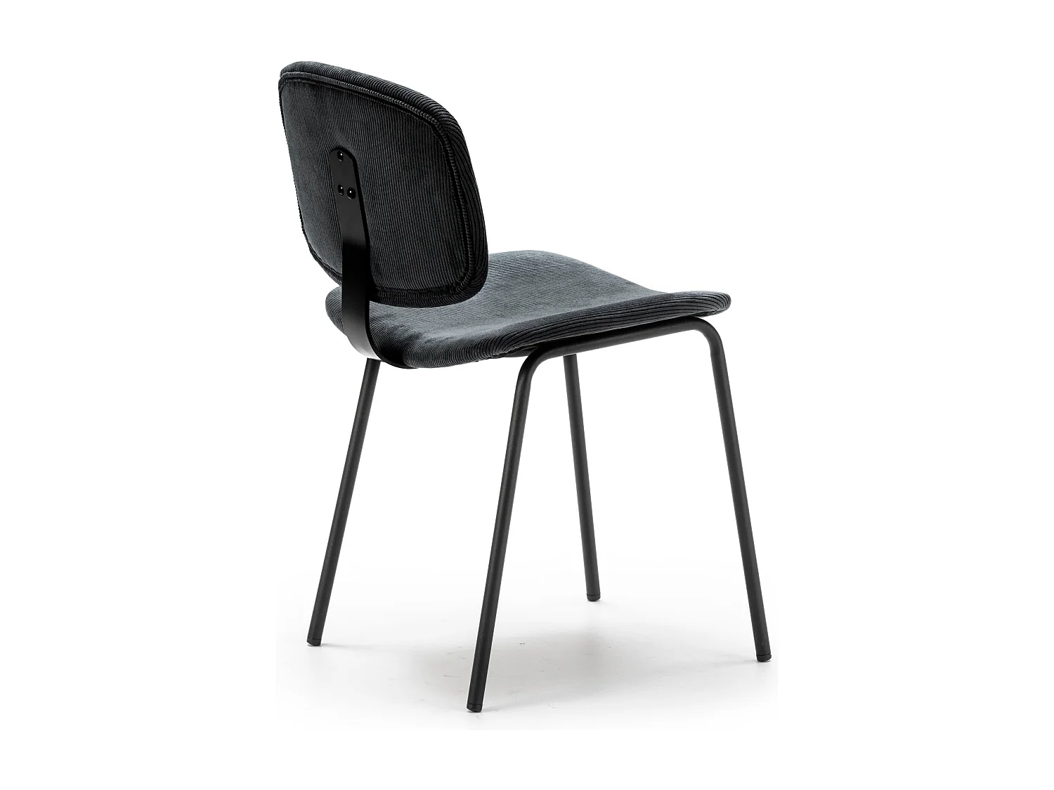 Lot de 2 chaises en velours côtelé et métal noir 45x53 h79 cm