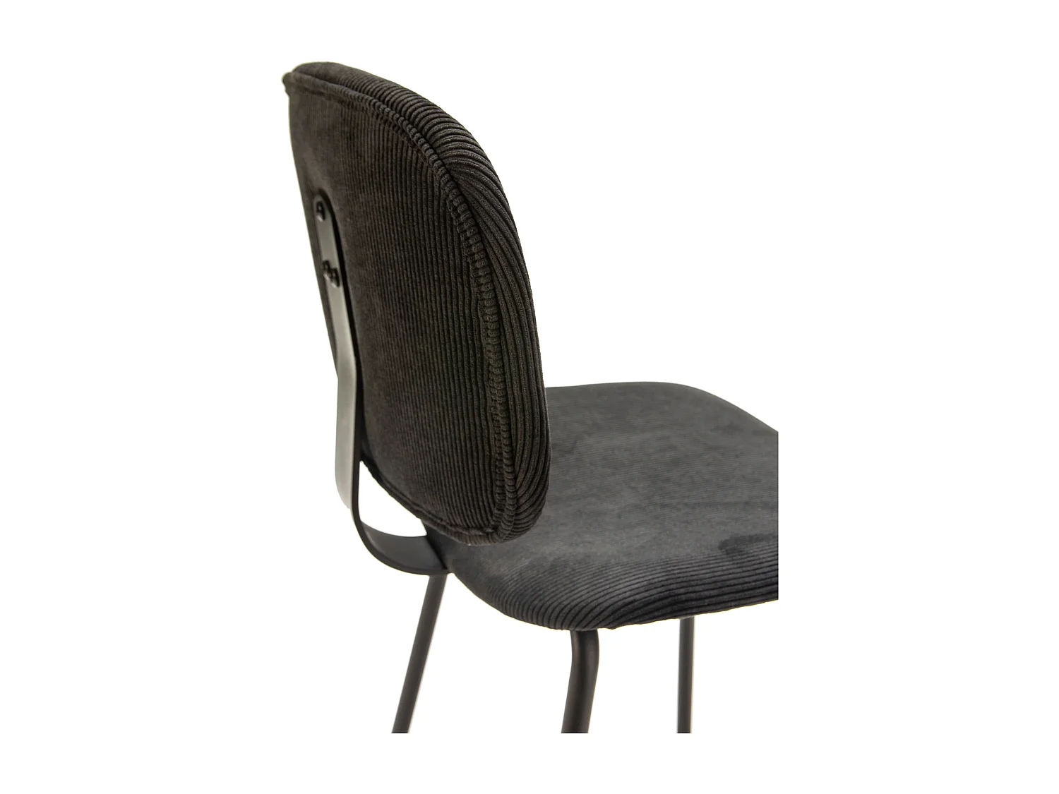 Lot de 2 chaises en velours côtelé et métal noir 45x53 h79 cm