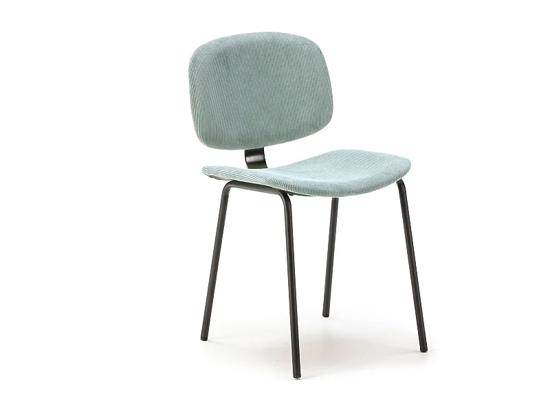 Lot de 2 chaises en velours côtelé et métal noir 45x53 h79 cm