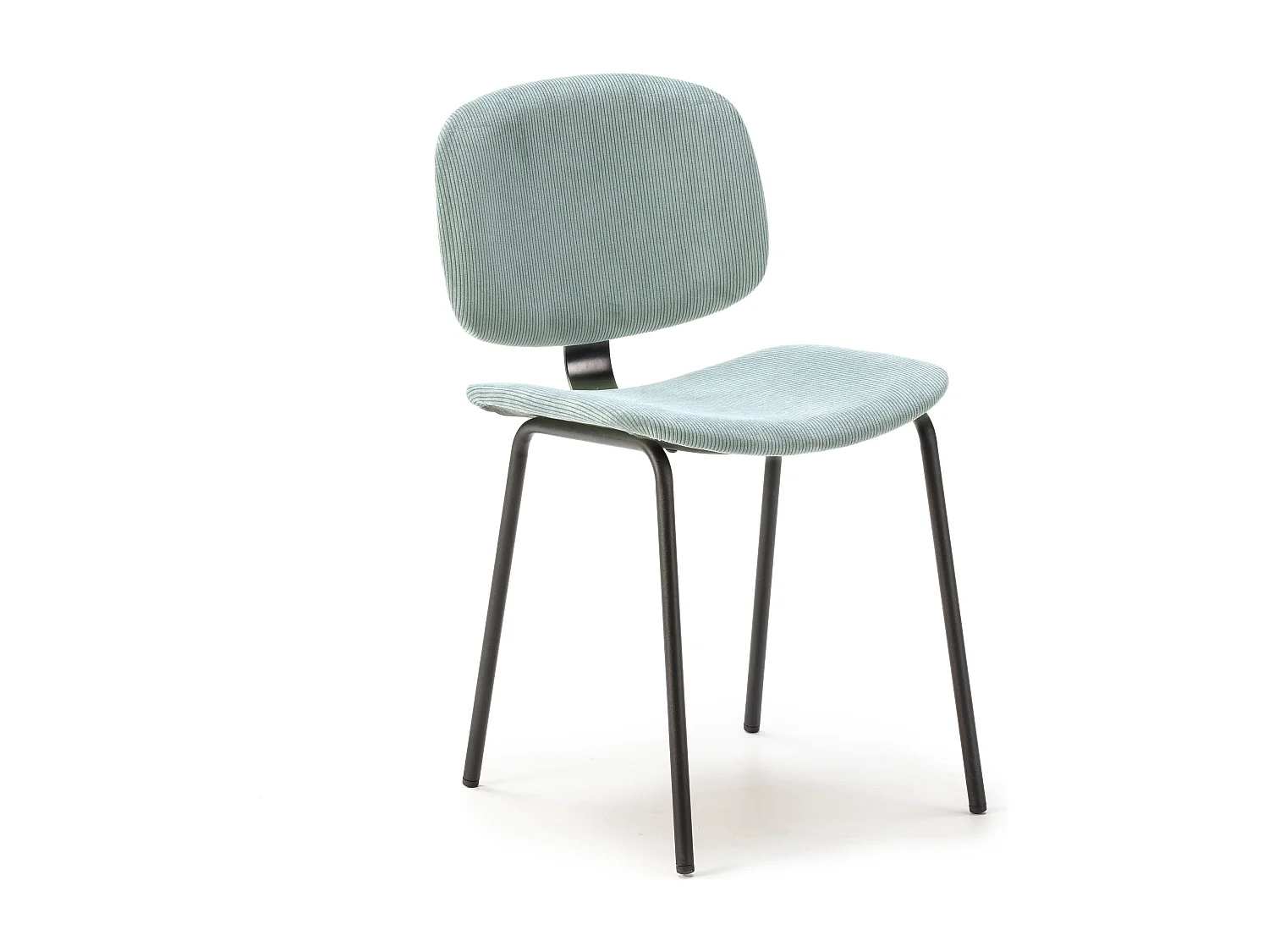 Lot de 2 chaises en velours côtelé et métal noir 45x53 h79 cm