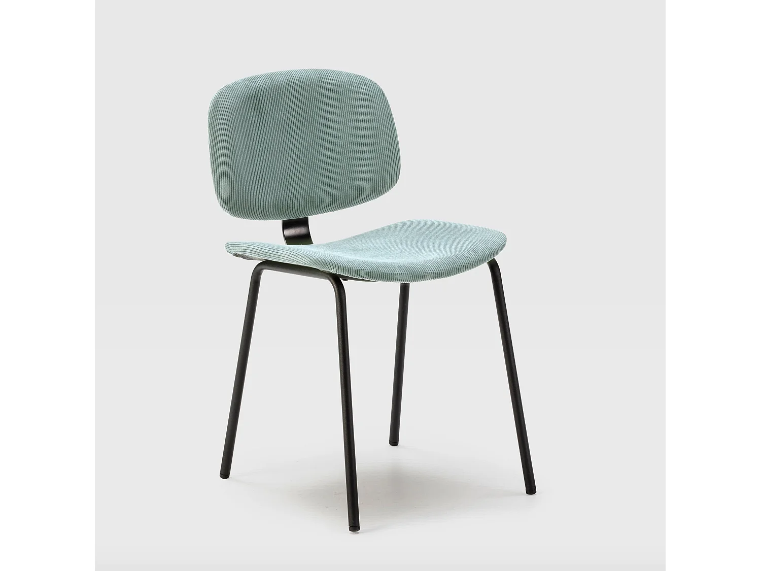 Lot de 2 chaises en velours côtelé et métal noir 45x53 h79 cm