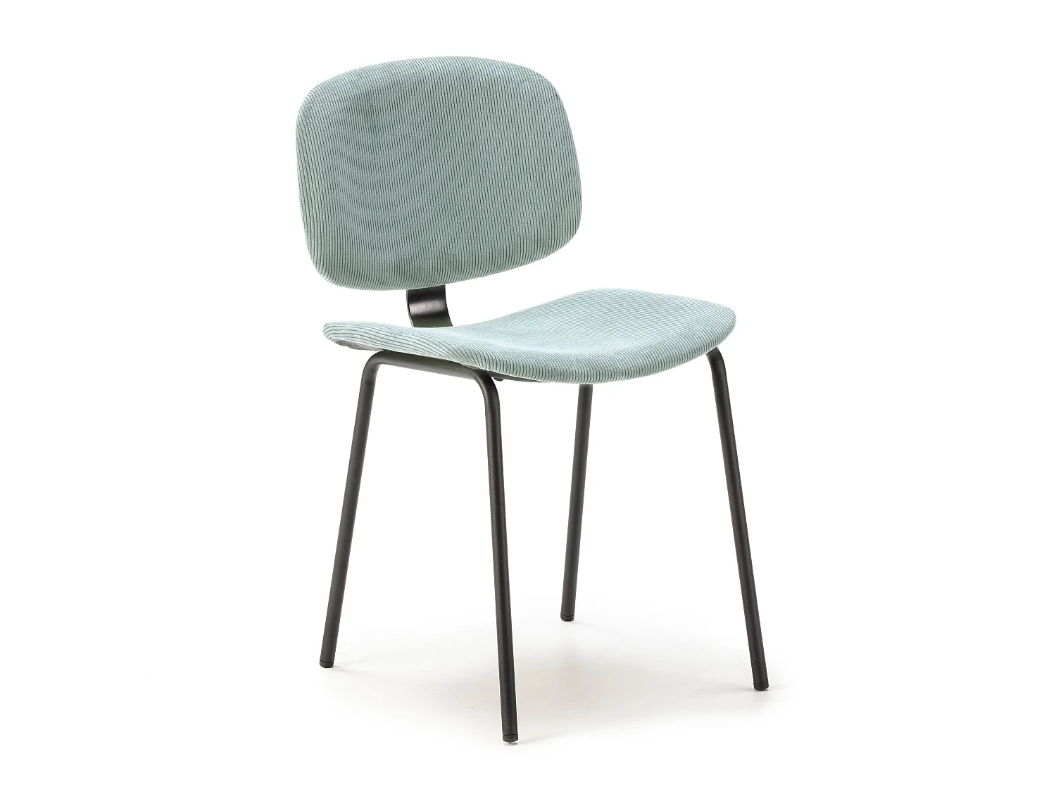 Lot de 2 chaises en velours côtelé et métal noir 45x53 h79 cm