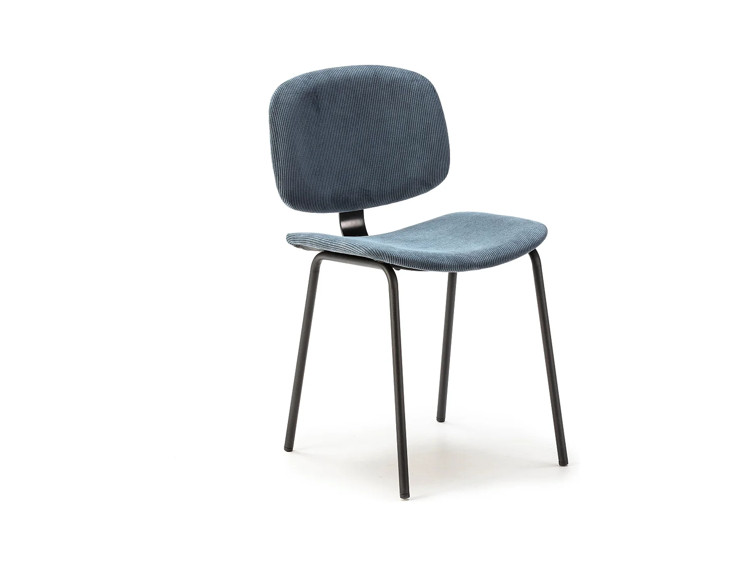 Lot de 2 chaises en velours côtelé et métal noir 45x53 h79 cm