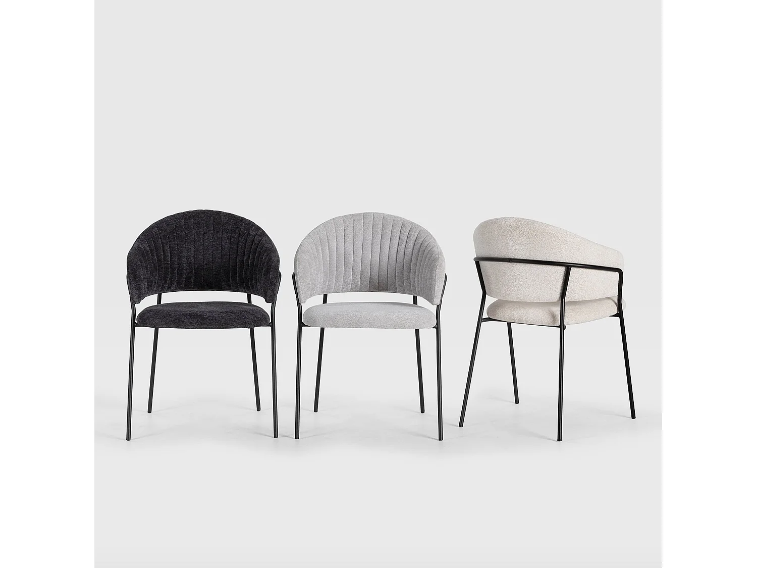 Lot de 2 chaises en tissu pieds métal 49x54 h75 cm