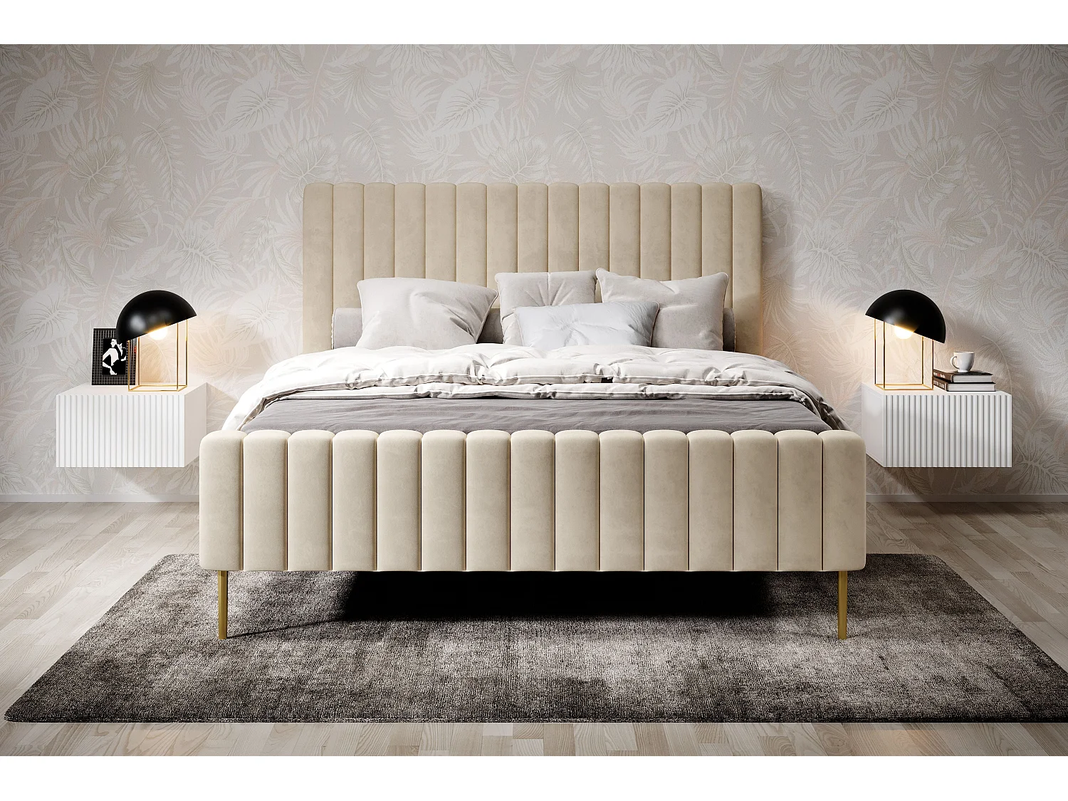 Juego de 2 mesitas de noche suspendidas blancas 1 cajón 46x45 cm