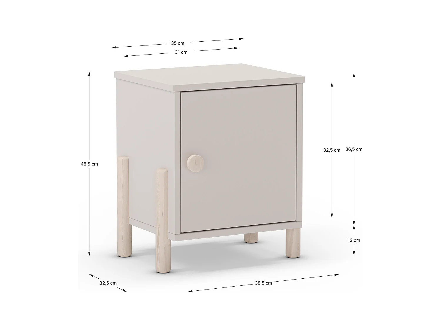 Table de chevet 1 porte H47 cm - DAPHNÉ