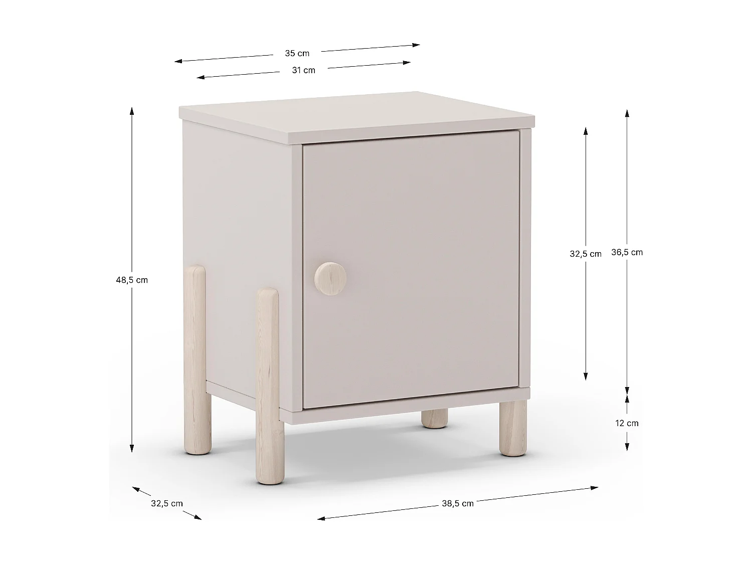 Table de chevet 1 porte H47 cm - DAPHNÉ