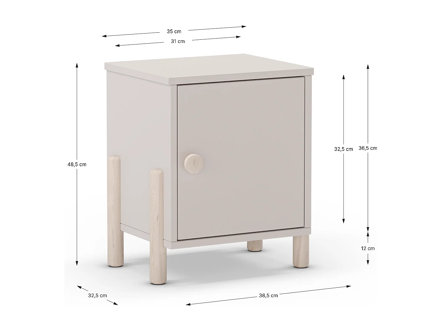Table de chevet 1 porte H47 cm - DAPHNÉ