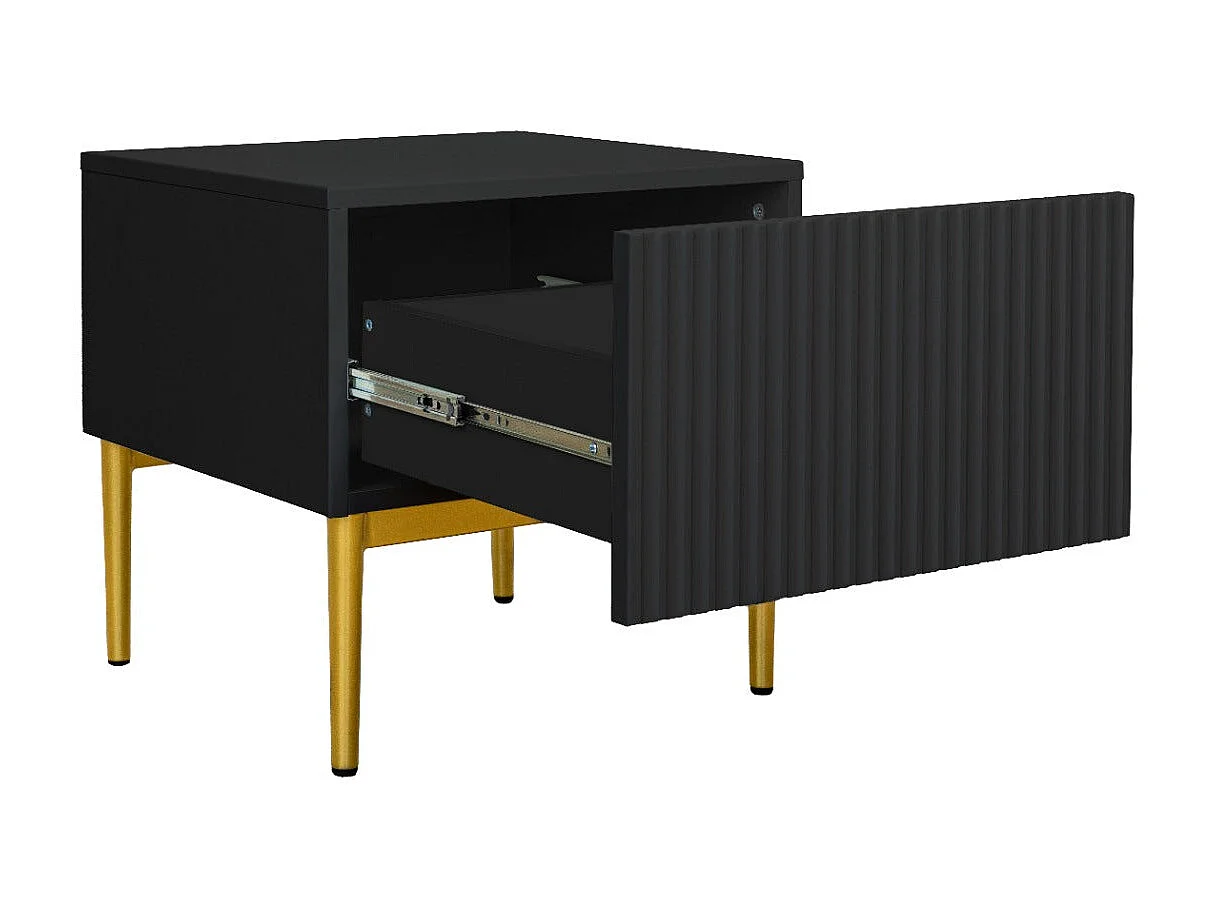 Set 2 comodini 1 cassetto piede in metallo oro nero 46x45 cm