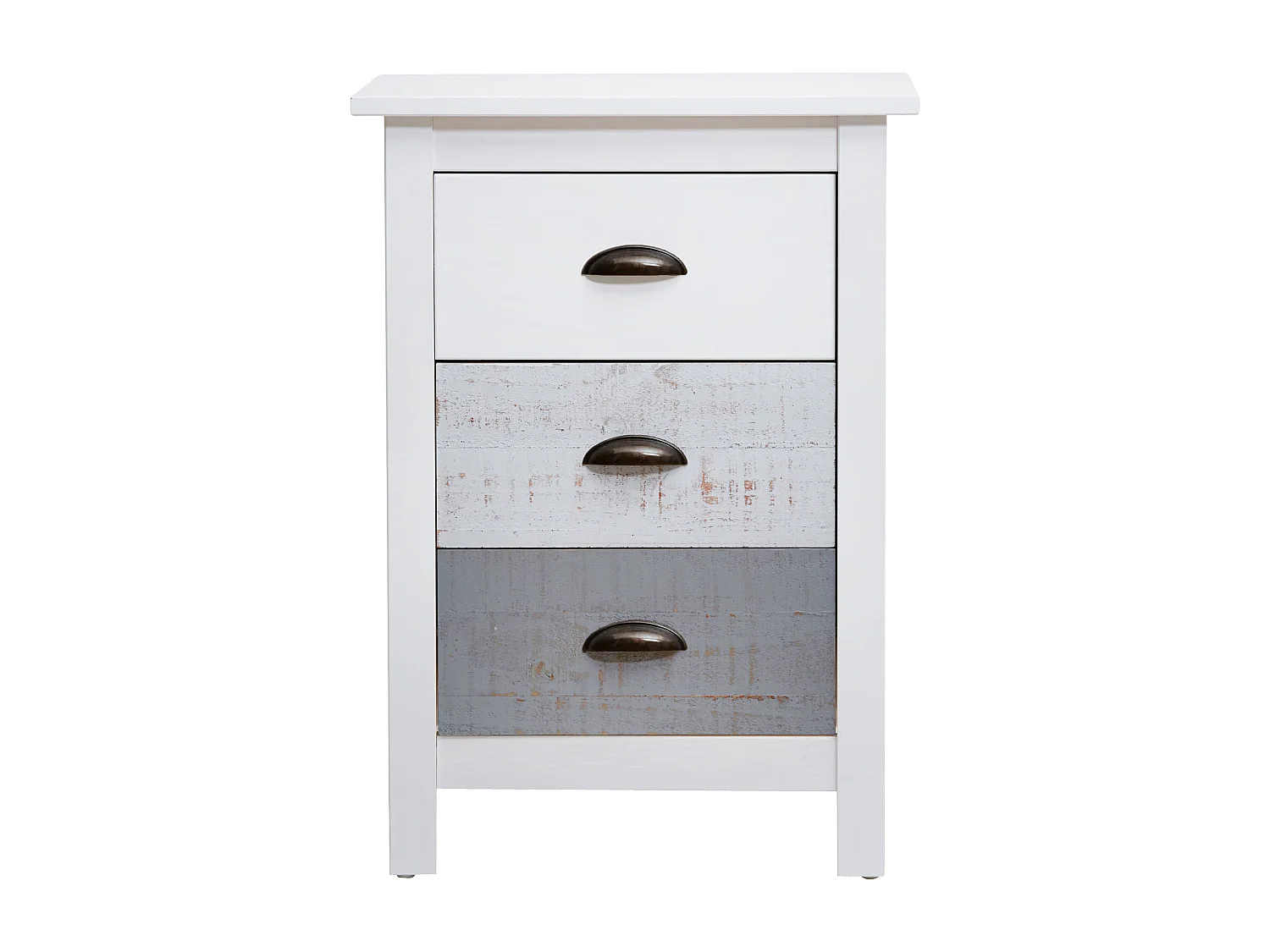 Witte chevettafel met 3 lades 46x65 cm