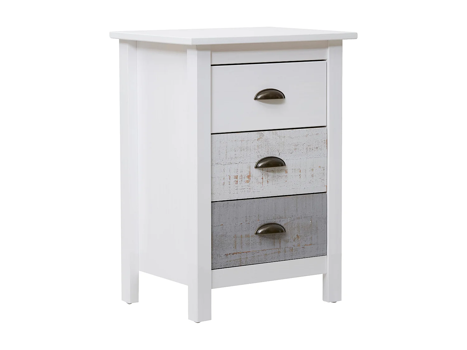 Witte chevettafel met 3 lades 46x65 cm