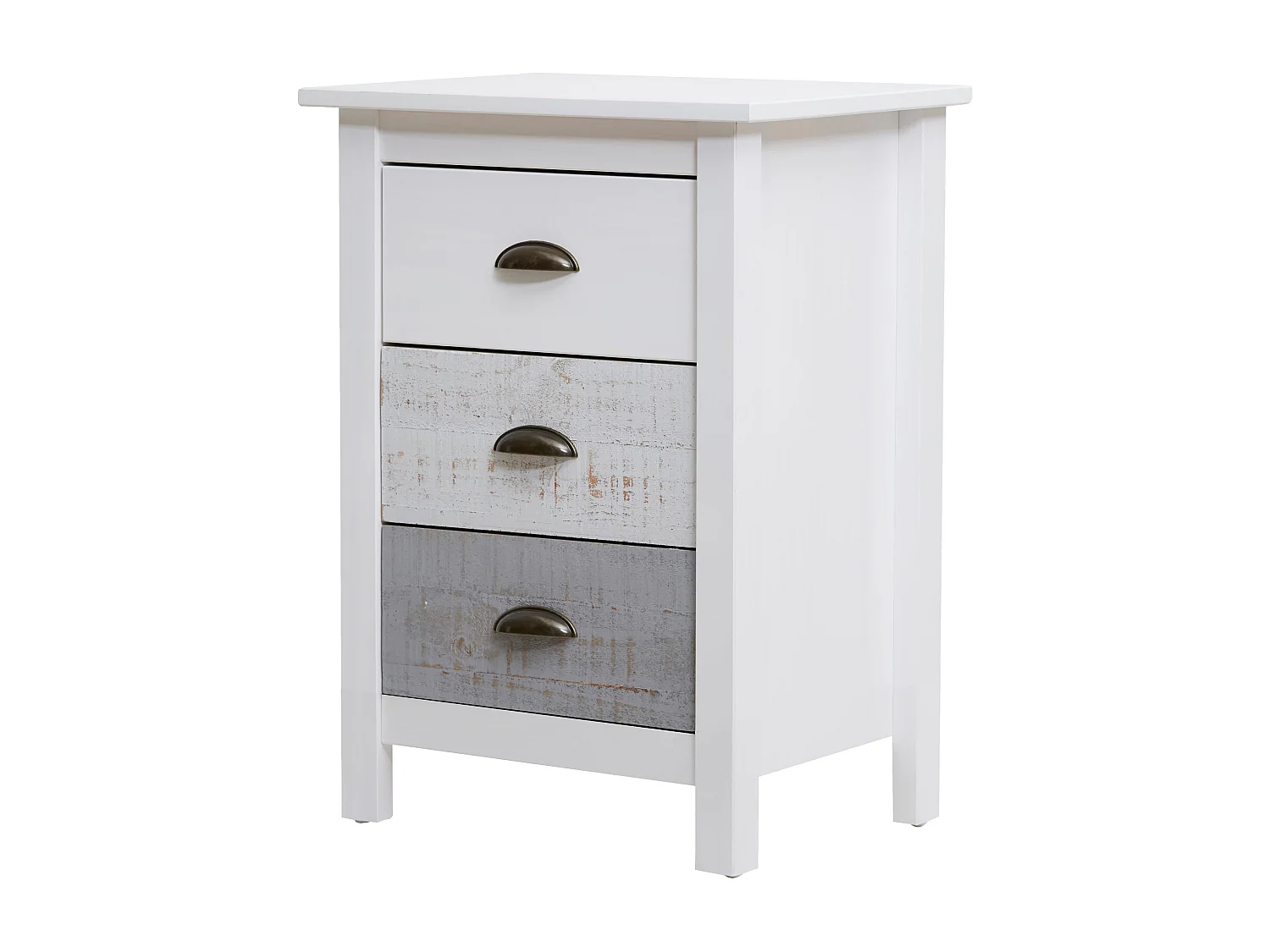 Witte chevettafel met 3 lades 46x65 cm