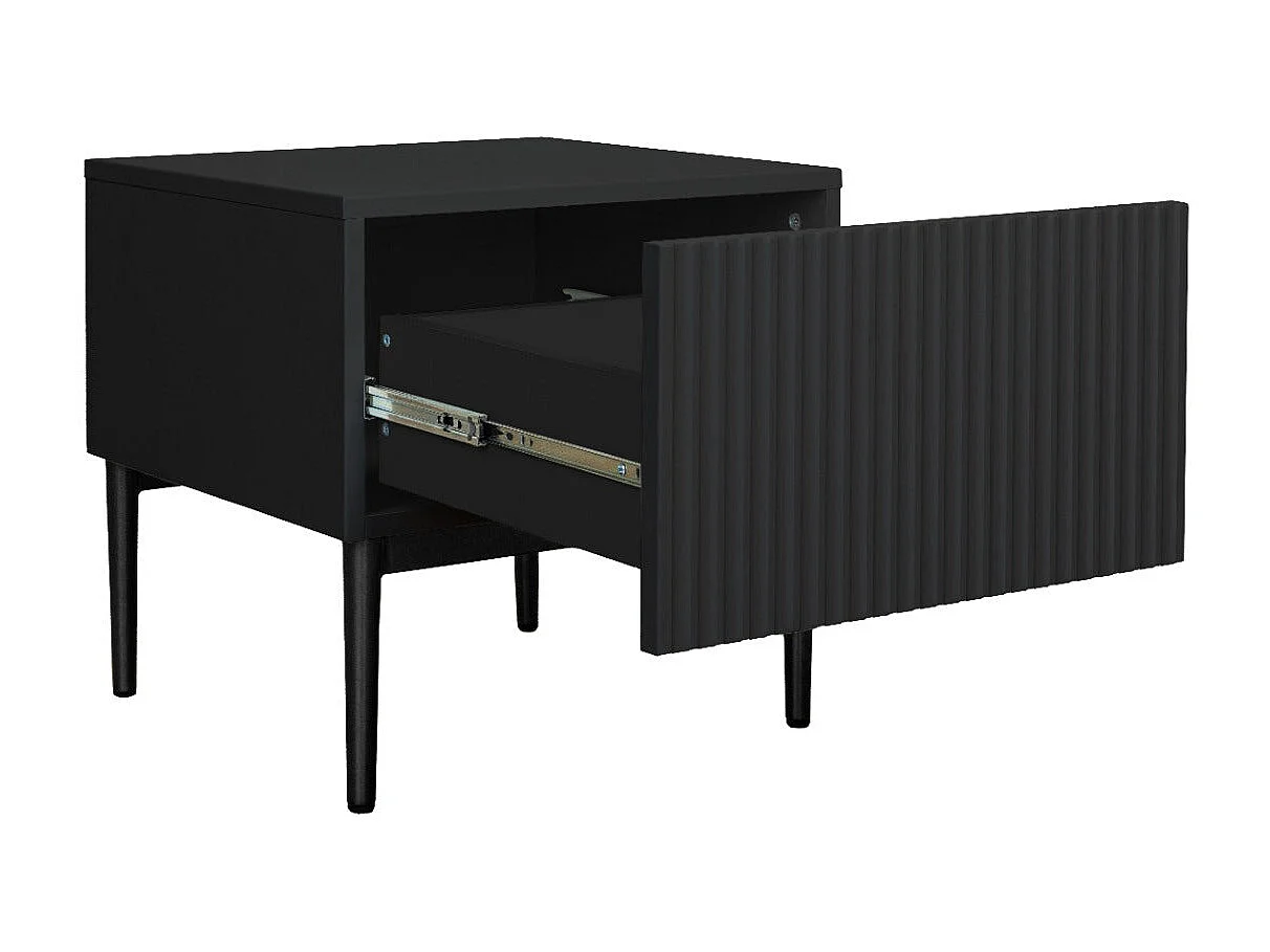 Set 2 comodini nero 1 cassetto piede in metallo nero nero 46x45 cm