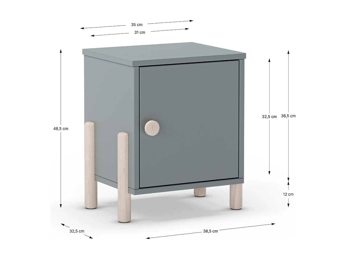 Table de chevet 1 porte H47 cm - DAPHNÉ