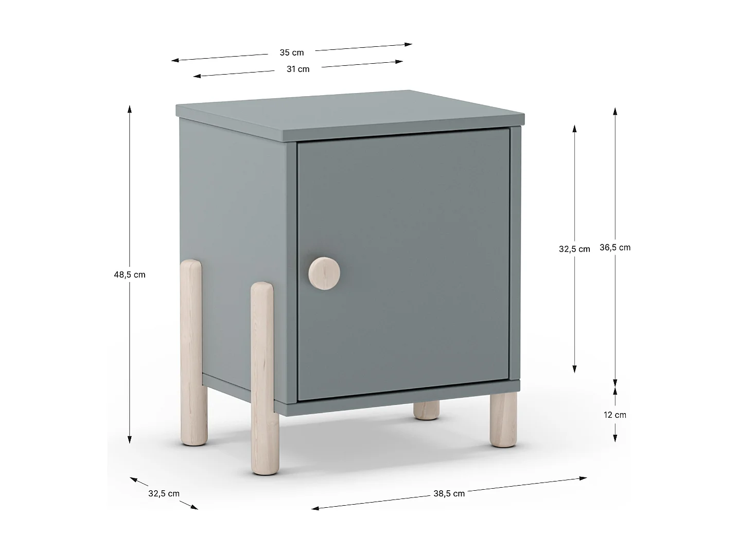 Chevet tafel met 1 deur 38x32 cm