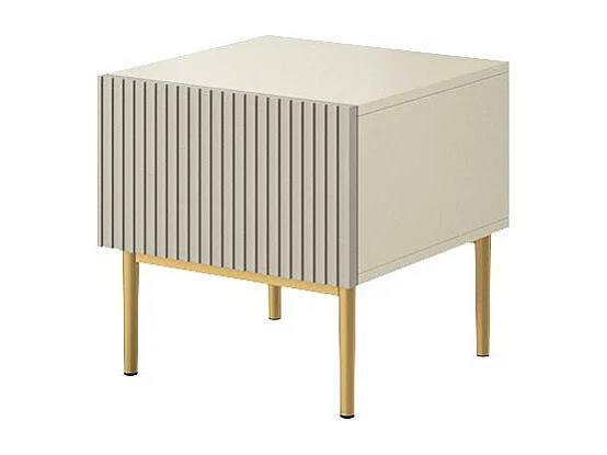 Kavel van 2 chevettafels met 1 lade, goudkleurig metaal bont kasjmier, 46x45 cm