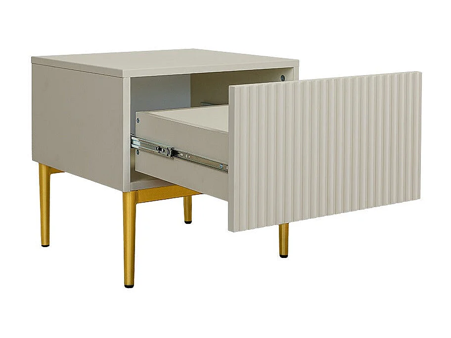 Kavel van 2 chevettafels met 1 lade, goudkleurig metaal bont kasjmier, 46x45 cm