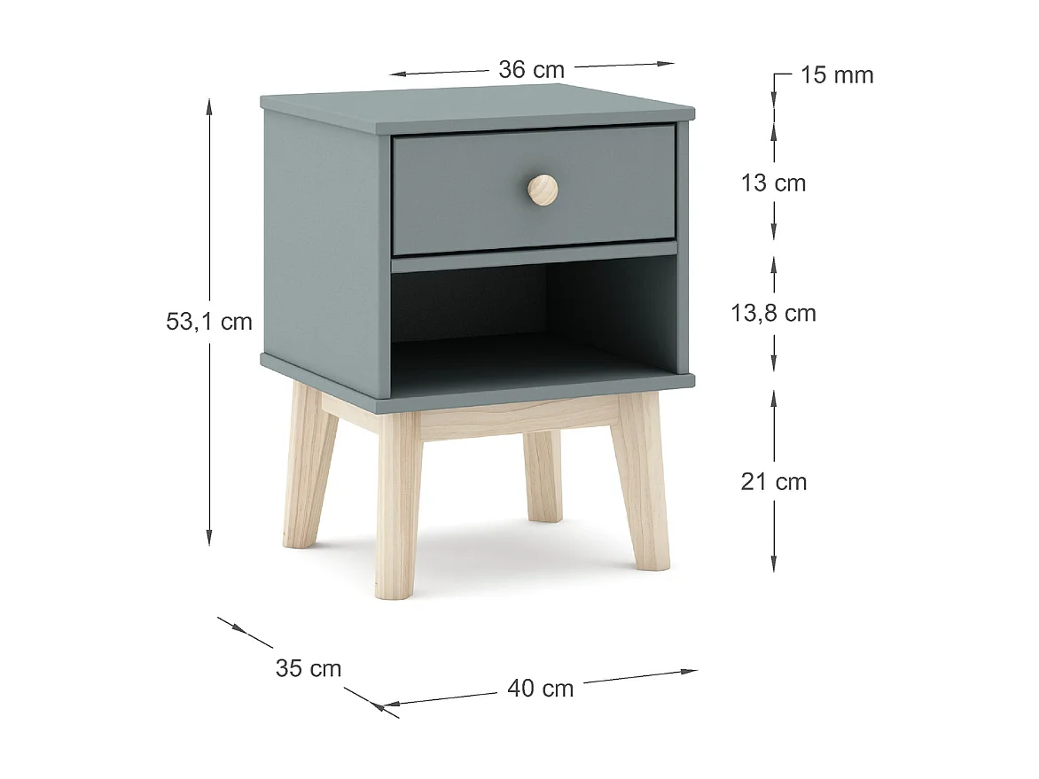 Chevet tafel met 1 lade 40x53 cm