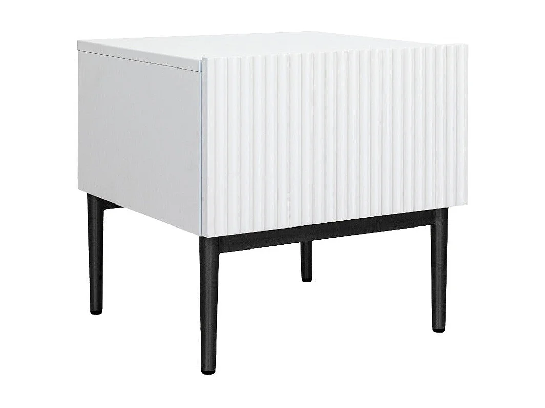 Juego de 2 mesitas de noche blancas 1 cajón con pie de metal blanco y negro 46x45 cm