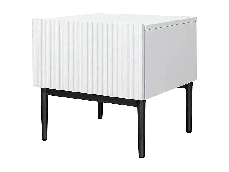 Juego de 2 mesitas de noche blancas 1 cajón con pie de metal blanco y negro 46x45 cm