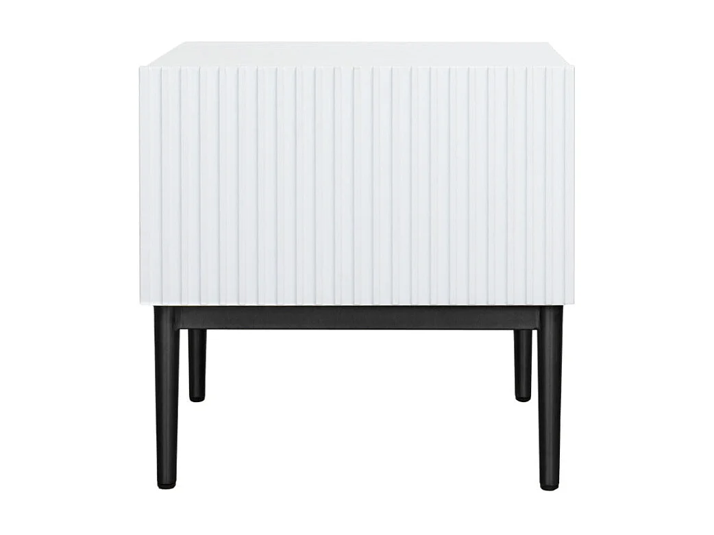 Juego de 2 mesitas de noche blancas 1 cajón con pie de metal blanco y negro 46x45 cm