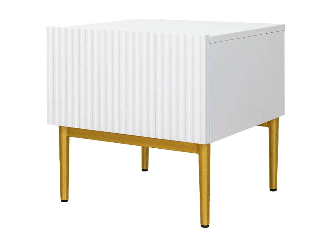 Conjunto de 2 mesitas de noche 1 cajón con pie de metal oro blanco 46x45 cm