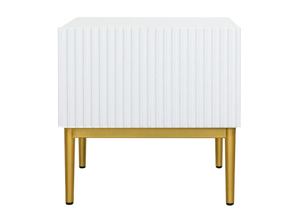 Conjunto de 2 mesitas de noche 1 cajón con pie de metal oro blanco 46x45 cm