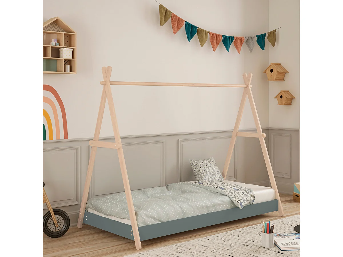 Lit cabane couchage 90x200 cm hauteur modulable - ELIOTT