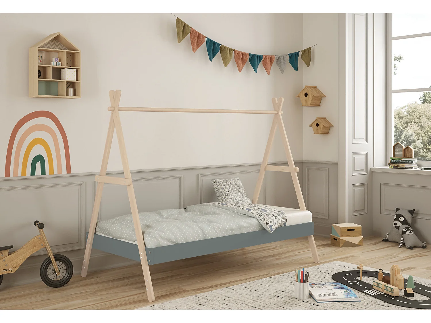 Lit cabane 90x200 cm hauteur modulable ELIOTT