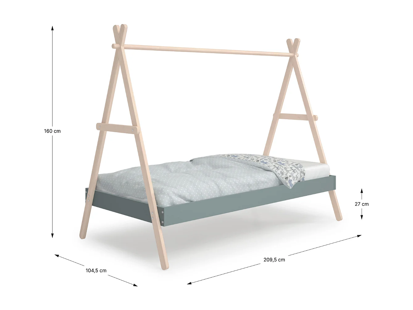 Lit cabane 90x200 cm hauteur modulable ELIOTT