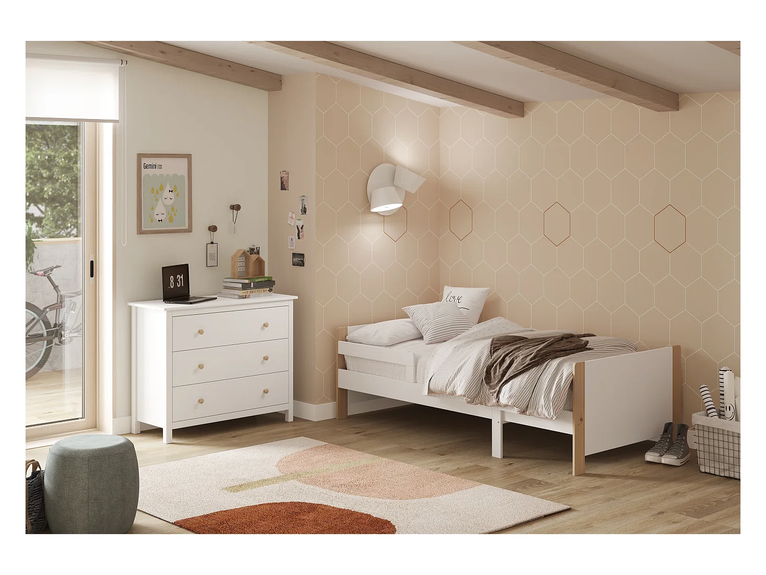 Lit simple extensible 144/194x98 cm