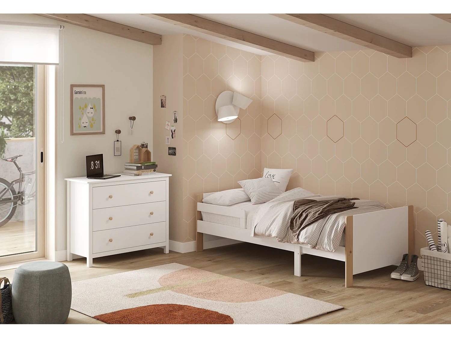 Cama individual extensible 144/194x98 cm