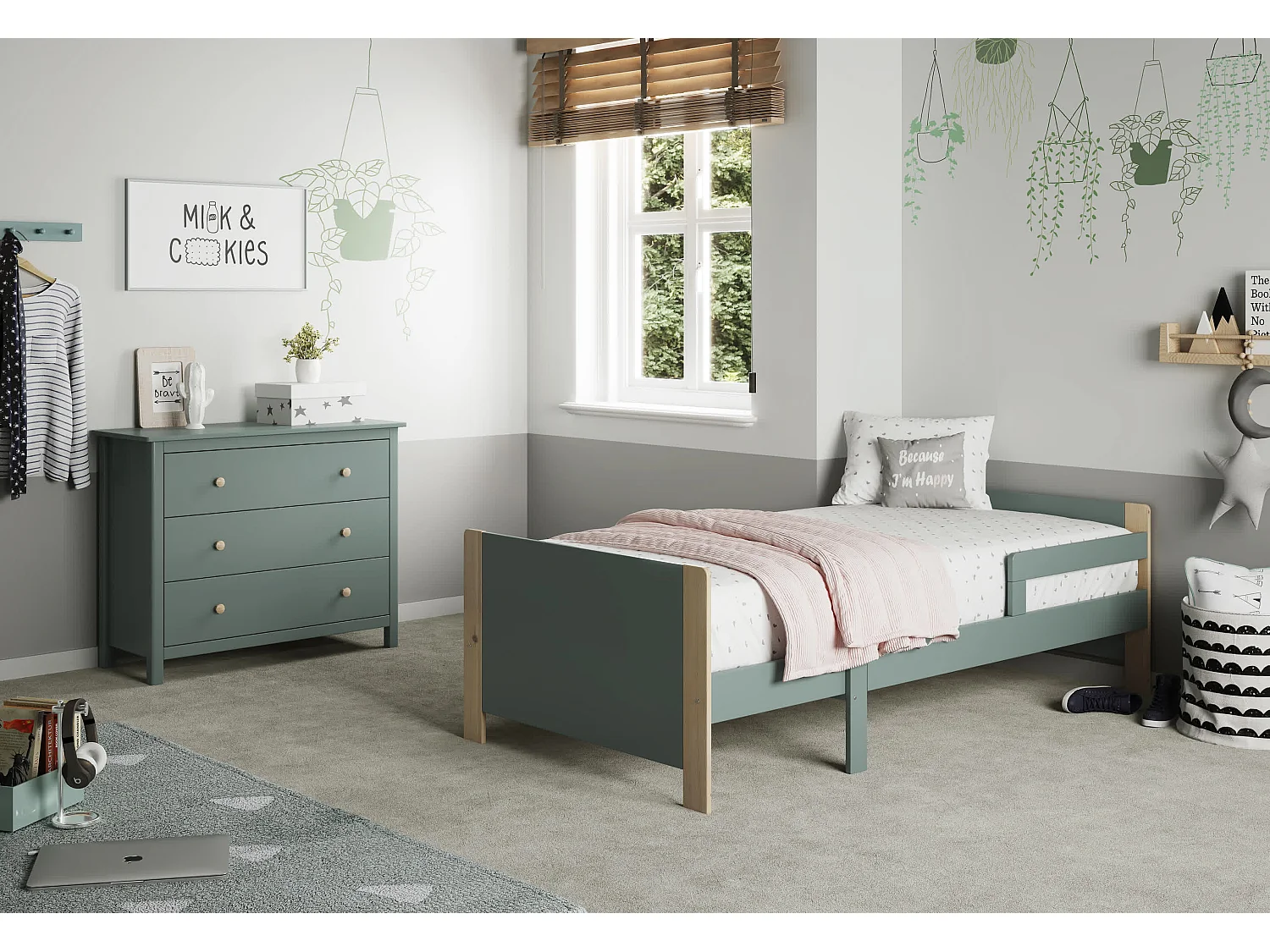 Cama individual extensible 144/194x98 cm