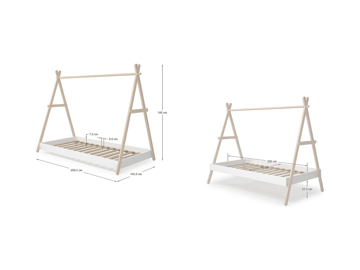 Letto singolo 209x160 cm