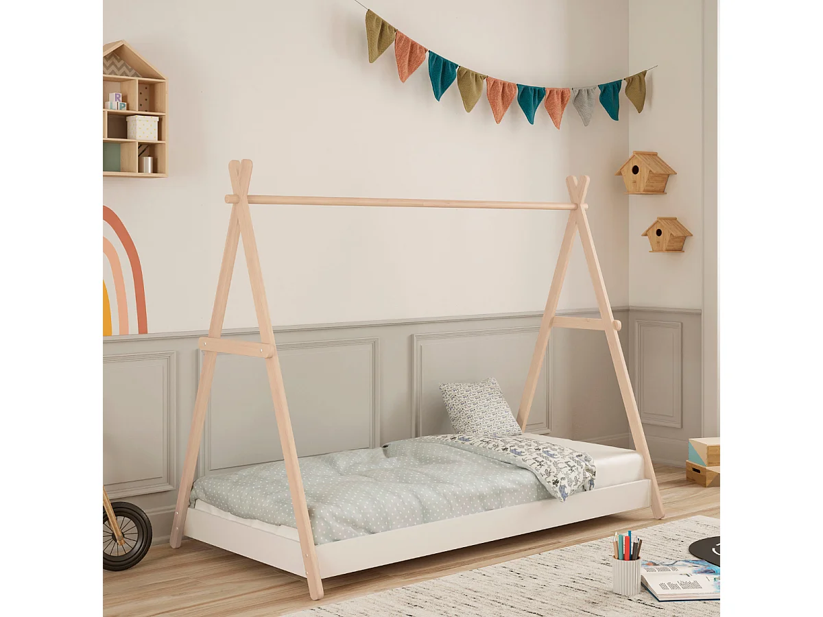 Lit cabane couchage 90x200 cm hauteur modulable - ELIOTT