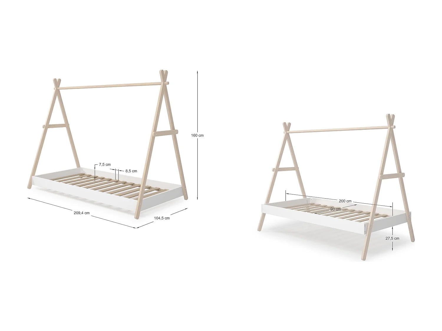 Letto singolo 209x160 cm