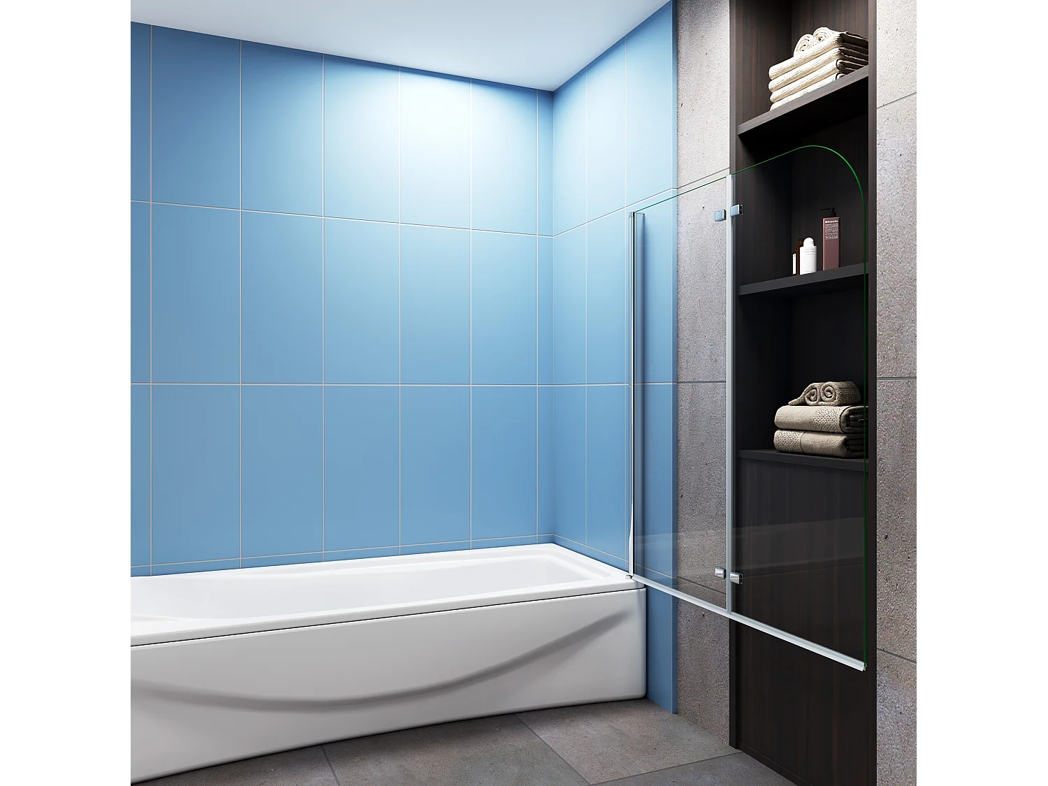 90x140cm Badscherm badwand 2 panelen vouwbaar,6mm NANO helder ESG-veiligheidsglas,profiel van glanzend chroom