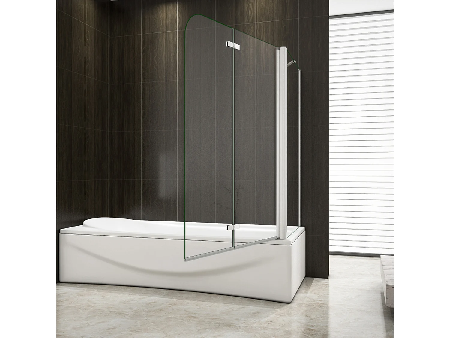 100x75x140cm Badscherm badwand 2 panelen vouwbaar met vast zijwand,6mm NANO helder ESG-veiligheidsglas,profiel van glanzend chroom