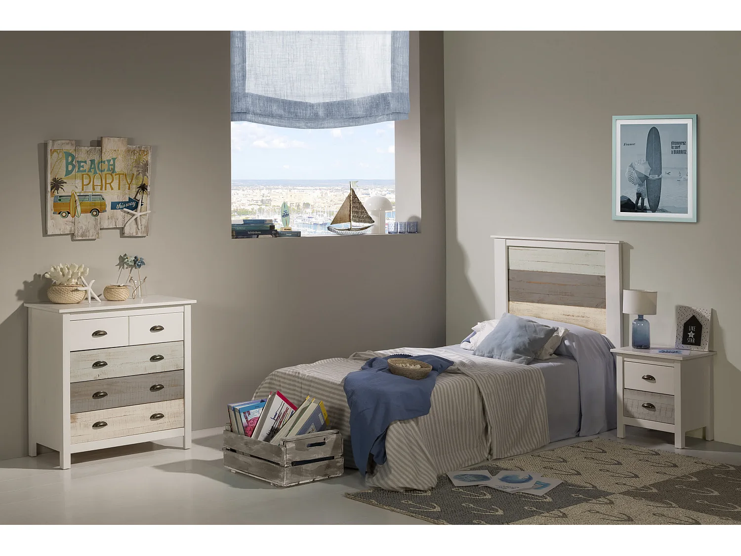 Tête de lit simple blanc/multicolore 105x111 cm