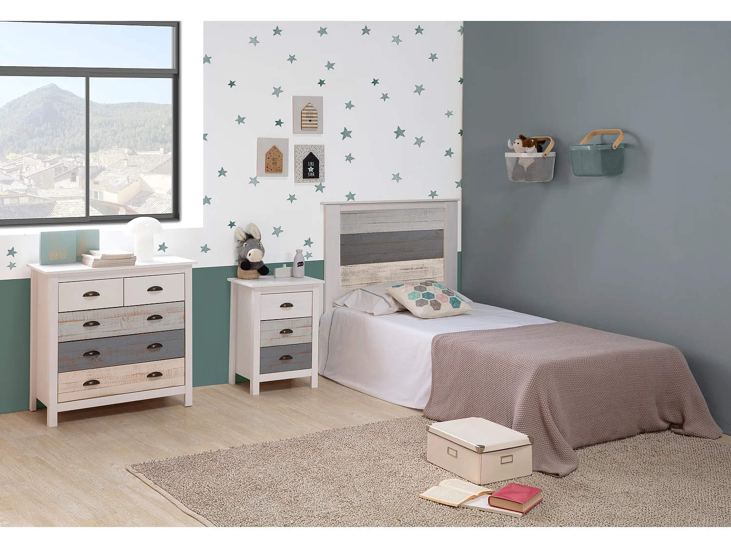 Tête de lit simple blanc/multicolore 105x111 cm