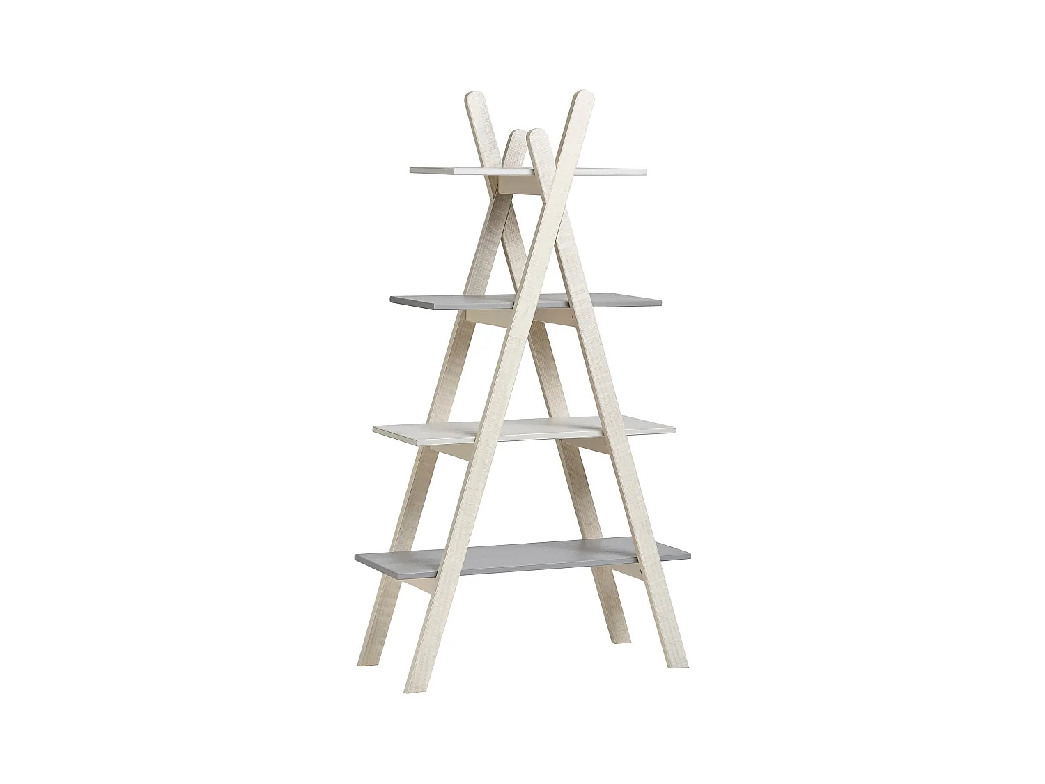 Bibliothèque avec 4 étagères blanc/gris 80x146 cm