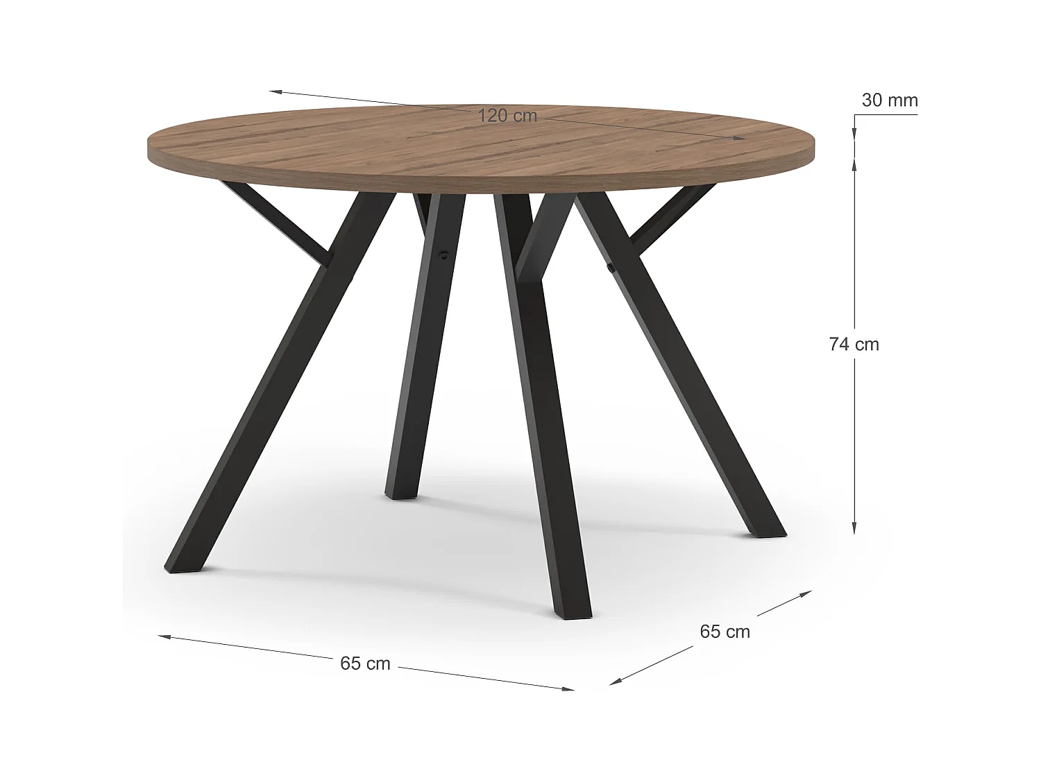 Tavolo rotondo per 4 persone 120x77 cm