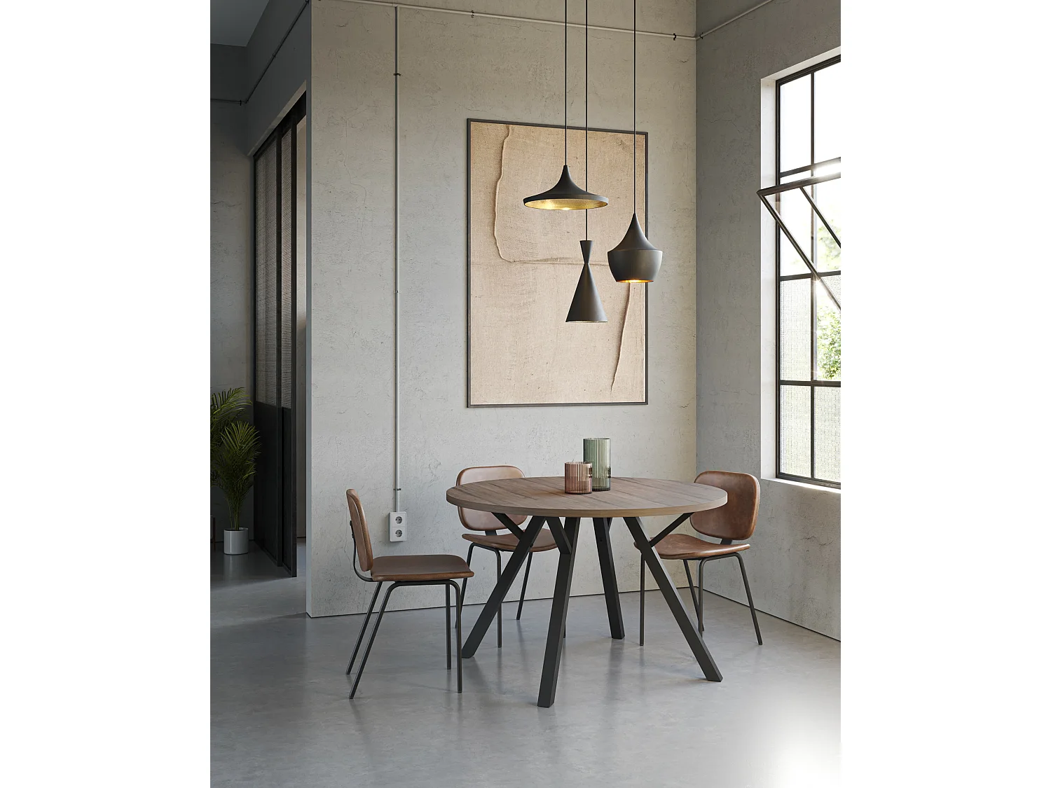 Table ronde pour 4 personnes 120x77 cm