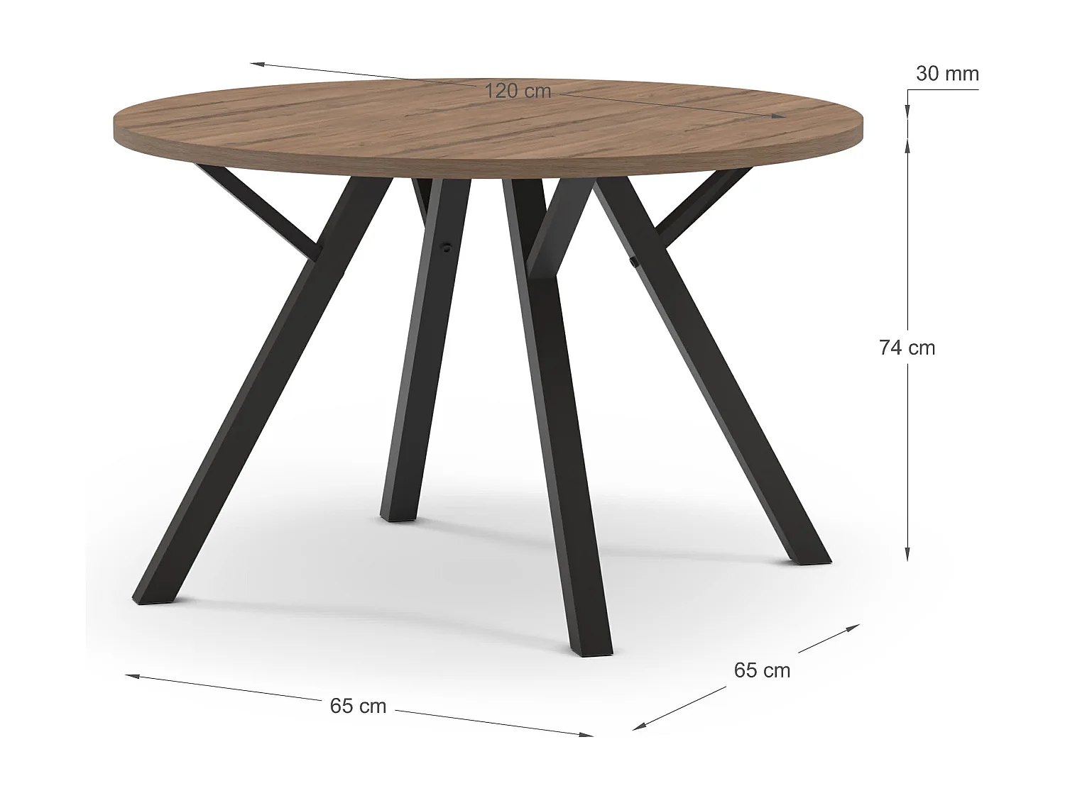 Table ronde pour 4 personnes 120x77 cm