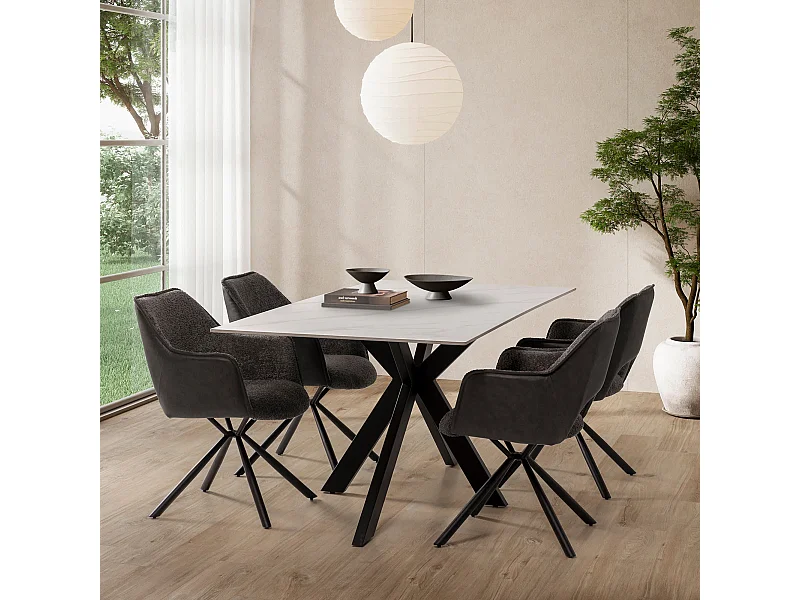 Table fixe en pierre 6 places 180x76 cm
