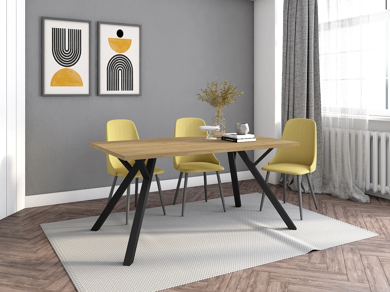 Table rectangulaire en bois pour 6/8 personnes 160x90 cm