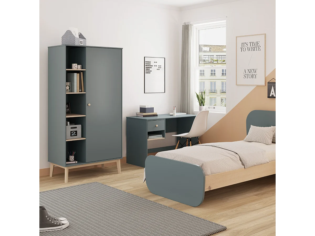 Bureau 1 tiroir et 1 niche ouverte L110 cm - SIMON