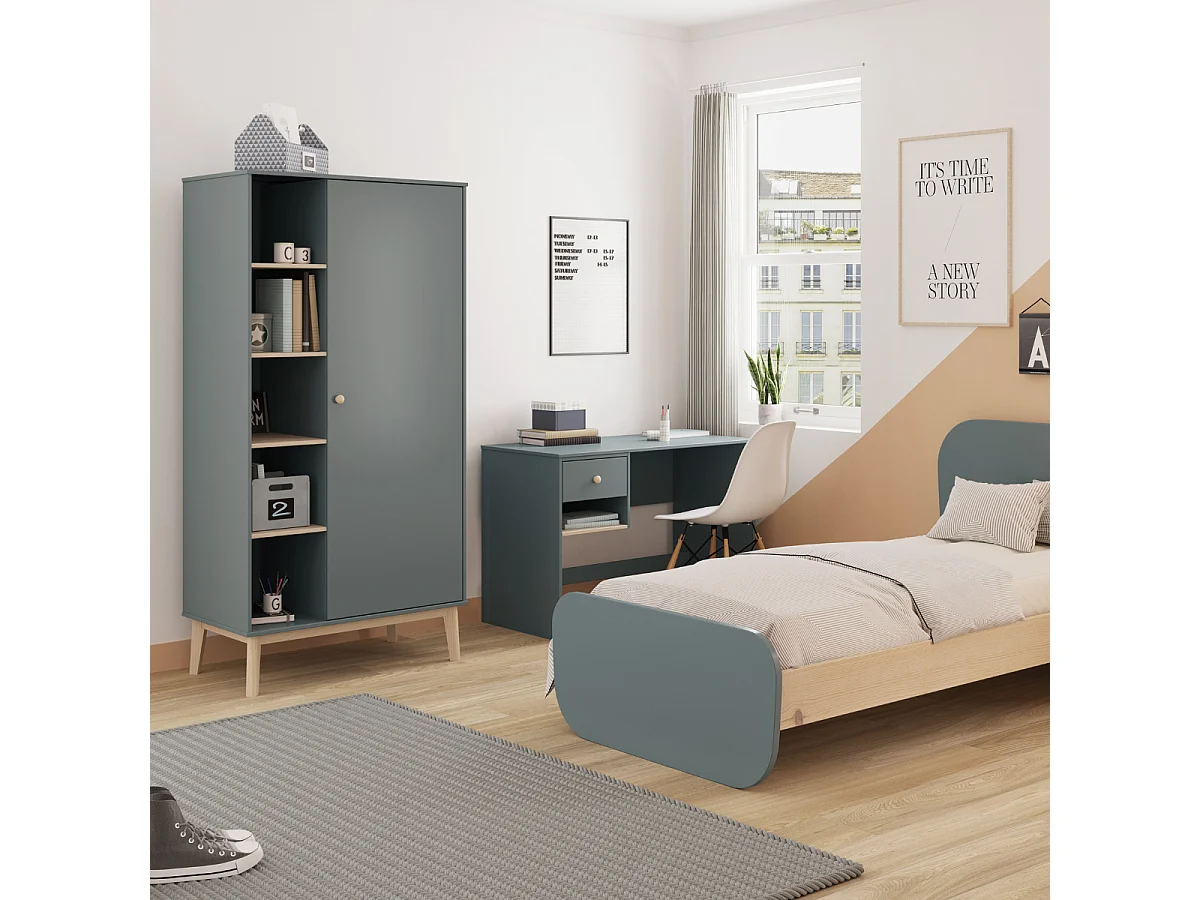 Bureau 1 tiroir et 1 niche ouverte L110 cm - SIMON